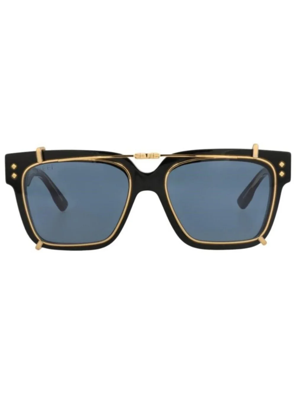 New Gucci Mens Square/Rectangle Black Black Light Blue Fashion Designer Sunglass